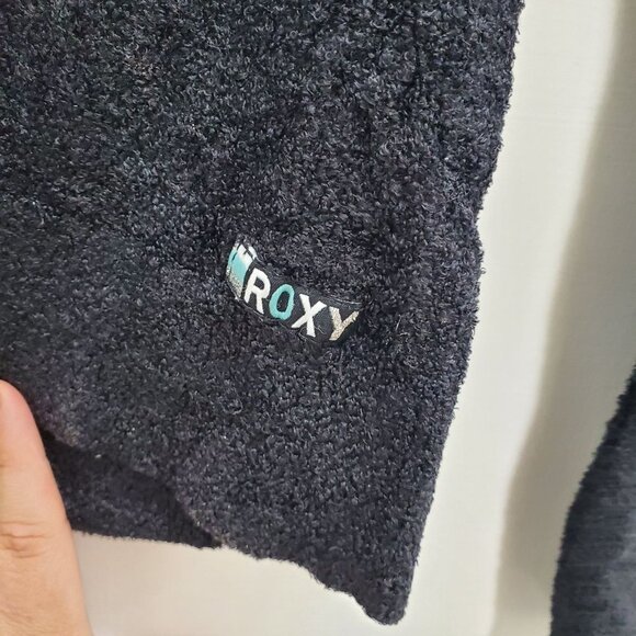 Roxy Junior's 100% Nylon Black Teddy Bear Feel Embroidered Zip Front Jacket Sz S - Picture 6 of 7